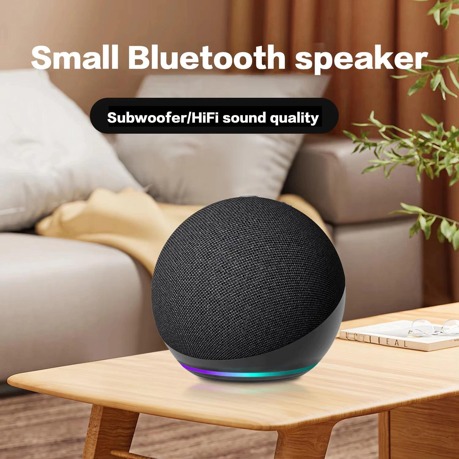 Mini Spherical Bluetooth Subwoofer - Multifunctional Wireless Cordless Speaker with RGB Function, LED Lights, Stereo Sound, Aux Input, Compact Portable Design for Outdoor, Home Use