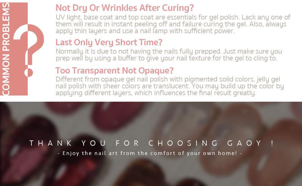 GAOY Rose Garden Jelly UV Gel Nail Polish of 6 Transparent Nude Red Pink Brown Colors Sheer Gel Polish Kit for Christmas Gift Idea Salon Gel Manicure and Nail Art DIY at Home