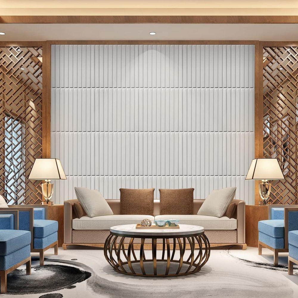 FLOLEOPA PVC Plastic 3D Wall Panels, Waterproof and Fire-Resistant, 11.8x11.8 inches, Approx. 1mm Thickness. Ideal for Living Rooms, Bedrooms, Hotels, Offices, Game Rooms, and TV Feature Walls. Modern Home Decor Vinyl. Includes Installation Accessories.