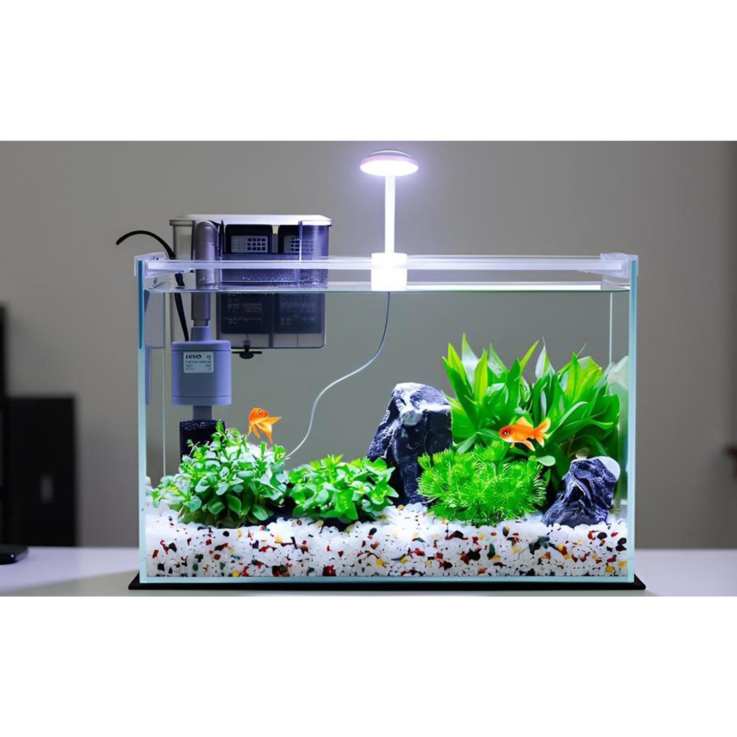 3 Gallon Glass Small Fish Tank, Betta Fish Tank Starter Kit with Filter, Lights,Lid.