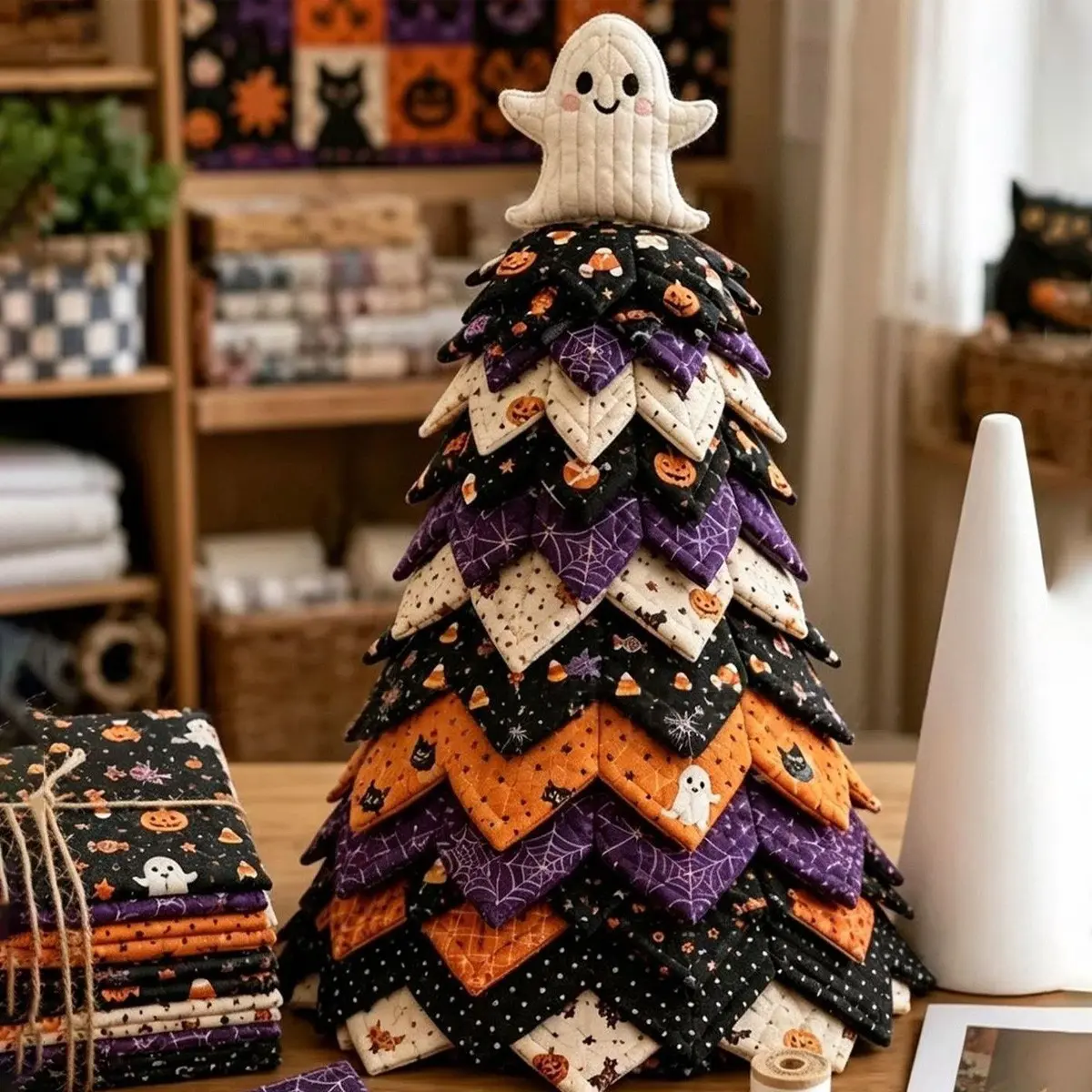 Christmas Tree Quilt Kit, DIY Halloween Patchwork Decor, 1 Piece Craft Material, Perfect for Holiday Crafts and Home Decoration