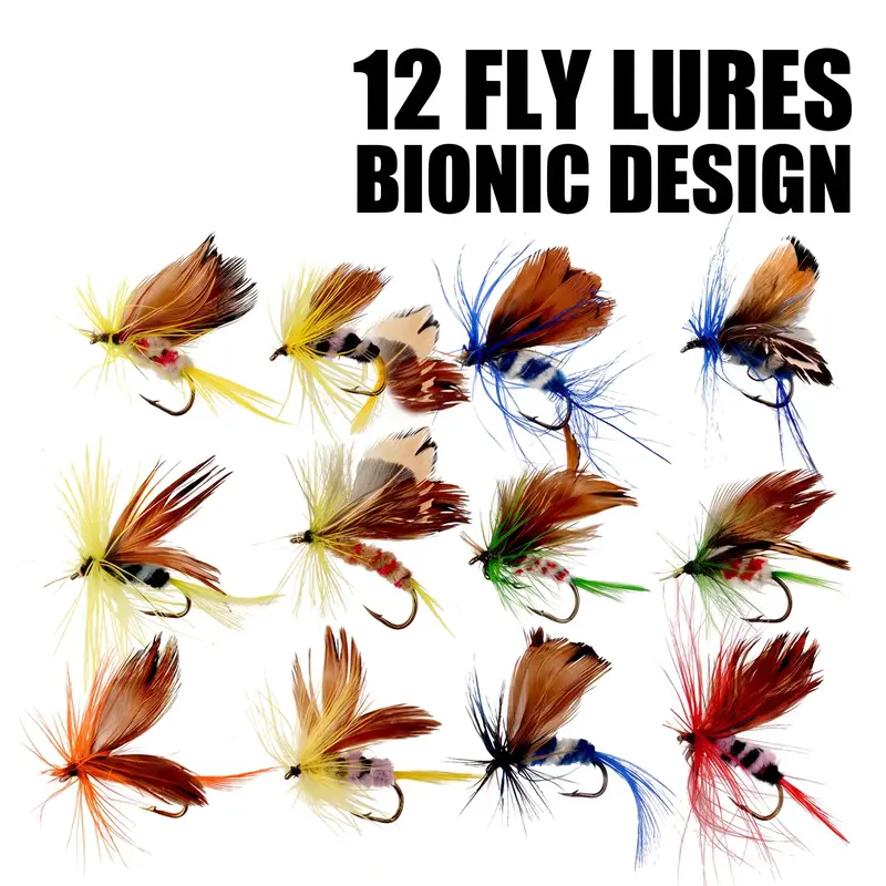 Random Color Artificial Fly Fishing Lure, 12pcs/set Bionic Butterfly Hard Bait Plastic Fishing Lure, Simulation Fishing Lure, Fishing Accessories, Fishing Tackle, Topwater Lure for Outdoor Fishing, Fishing Supplies, Artificial Lures, Fishing Gear