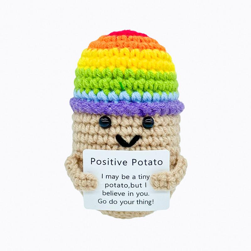 Rainbow crochet potato doll, soft emotional support toy, quirky positive energy emoji pack, cute home and office decor gifts suitable for Christmas, Valentine's Day, Halloween, Easter, and Children's Day gifts