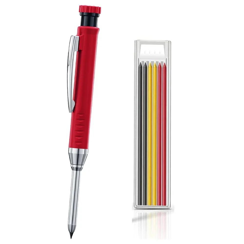 Solid Woodworking Automatic Pencil Set with Sharpener, 2.8mm Three Color Refills, Building Tools, Stationery Supplies