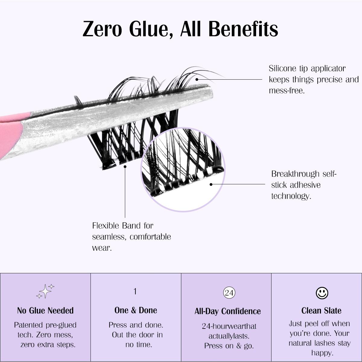 8 Styles Self-Adhesive Lash Cluster Kit, Press On Lashes with Lash Cleansing Shampoo, Tweezers and Headband, Natural Look No Glue Cluster Lashes, Ultra-Thin Lightweight for Beginners