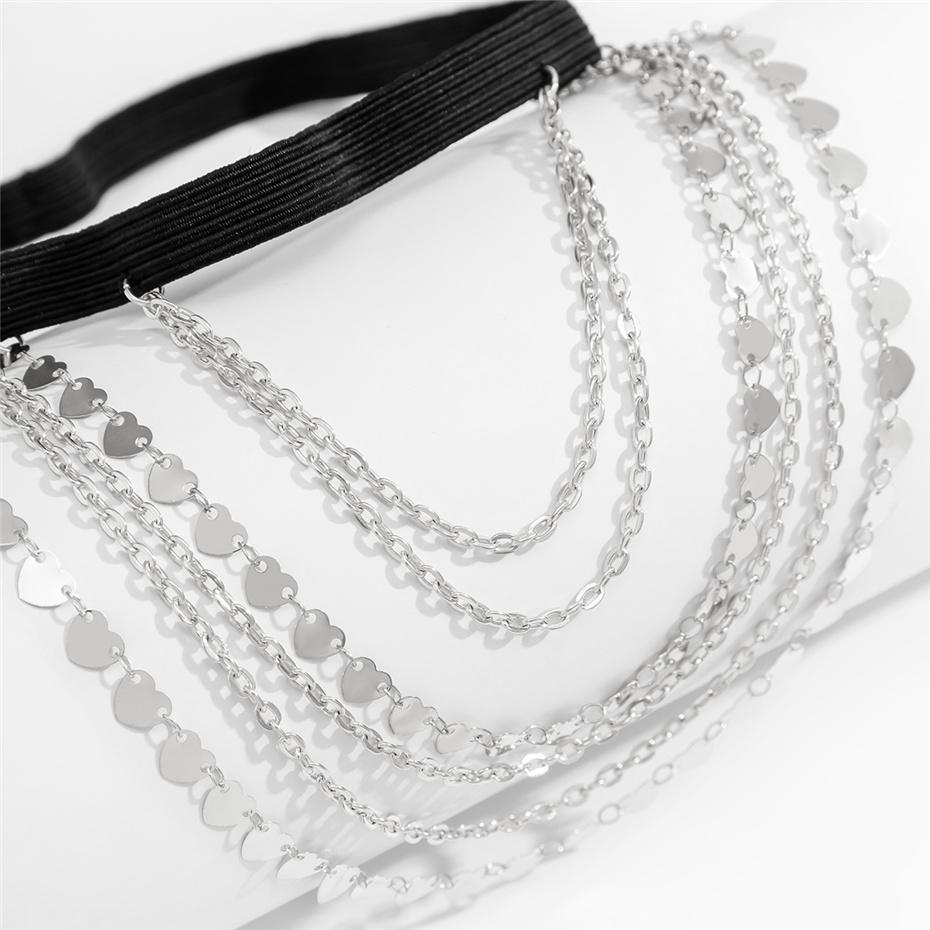 Boho Sexy Elastic Band Bandage Leg Thigh Chain for Women Bikini Summer Heart Tassel Pendant Multilayer Garter Belt Body Jewelry