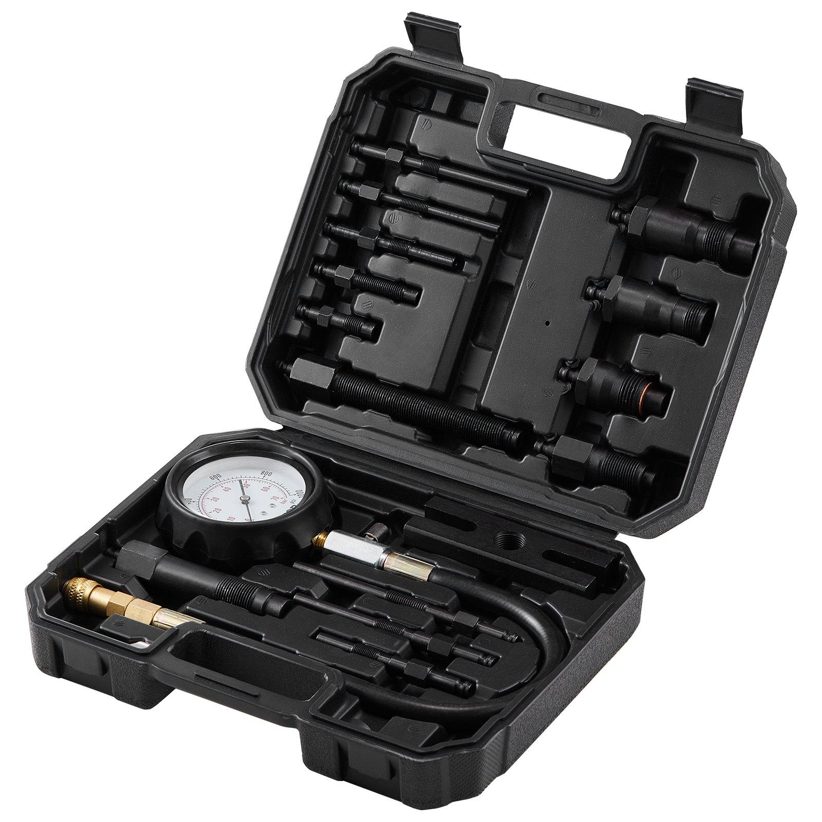【Summerfinds】VEVOR Diesel Engine Compression Tester, 18 pcs Cylinder Pressure Test Tool Kit, with 0-1000 psi Gauge and Adapters, Diesel Injector Tester Check Cylinders in Diesel Trucks, Tractors, Equipment, Quick Connect