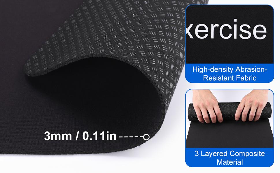 2PCS Non-Slip Mat For Peloton Bike, Concept 2 Rowing Machine, Bike Trainer, Stationary Spin Bike-Protects Hardwood Floor Carpet for Home Gym