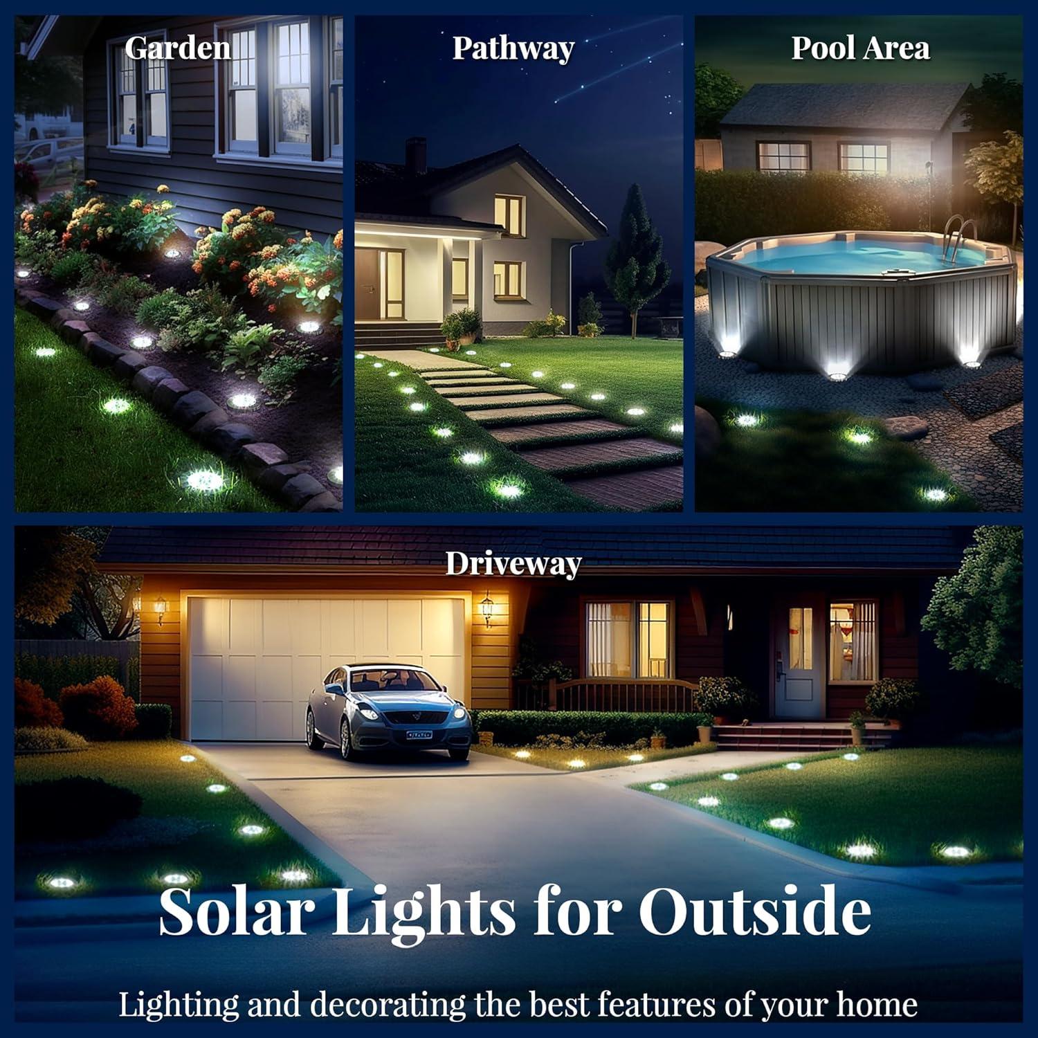 Hoodink Solar Lights for Outside,12 Pack Solar Lights Outdoor Waterproof, Solar Garden Lights Landscape Lighting for Patio Pathway Lawn Yard Deck Driveway Walkway, Cold White Hoodink Solar Lights for Outside,12 Pack Solar Lights Outdoor Waterproof, Solar Garden Lights Landscape Lighting for Patio Pathway Lawn Yard Deck Driveway Walkway, Cold White