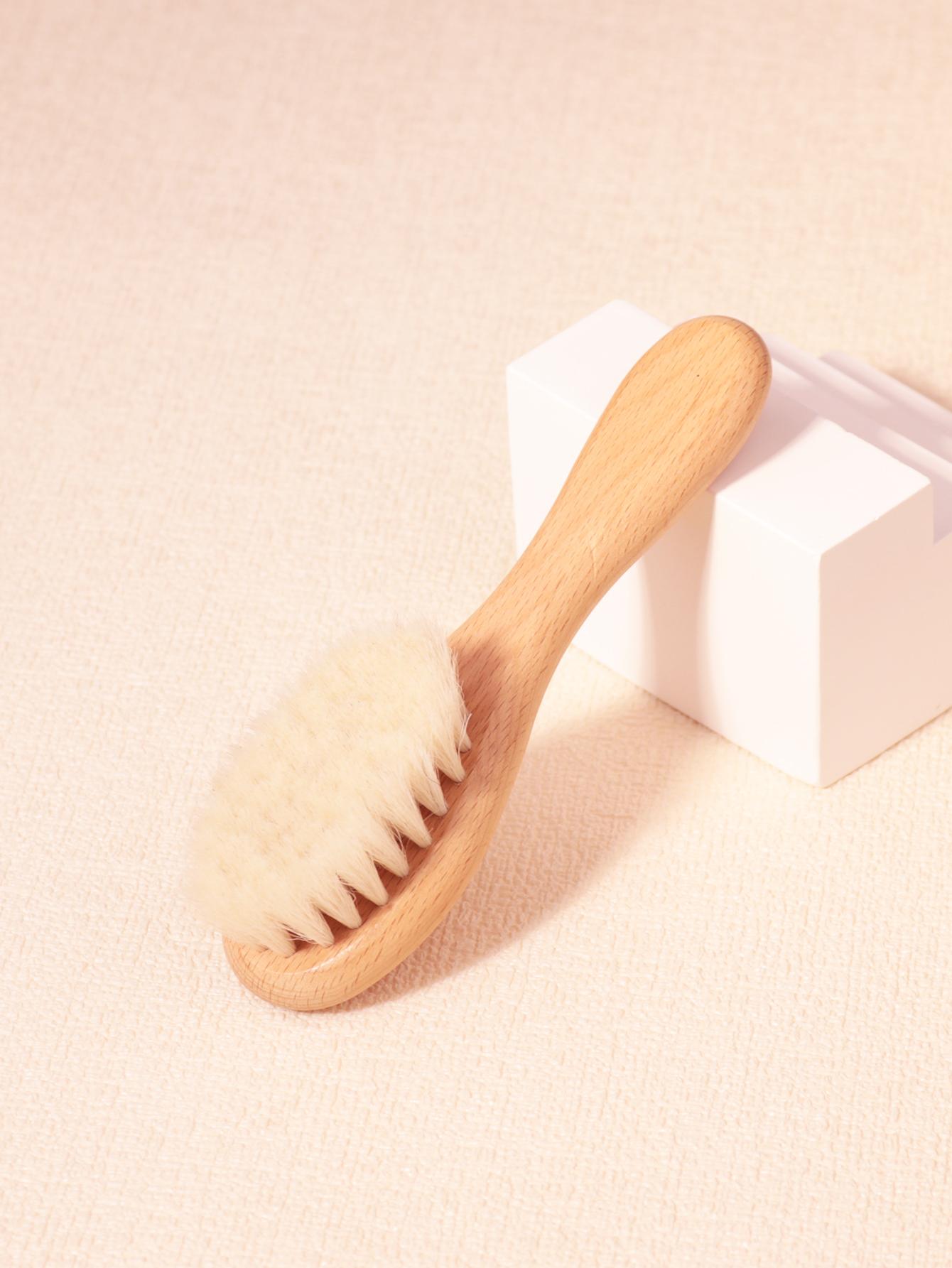 Soft Pure Wool Hair Brush with Wooden Handle, Neck Hair Remover Brush for Salon and Home Use, Gentle Hair Care Tool