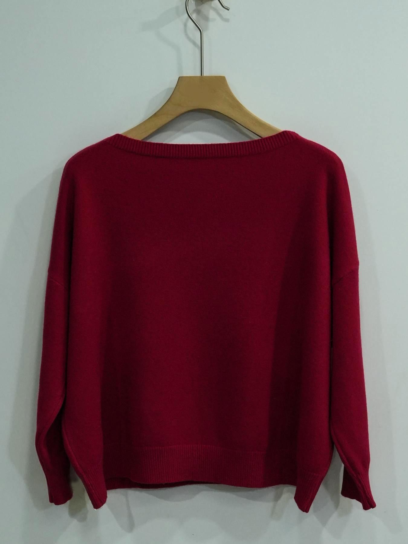 Women's Plain Scoop Neck Sweater, Casual Drop Shoulder Long Sleeve Jumper, Women Fall & Winter Knit Top