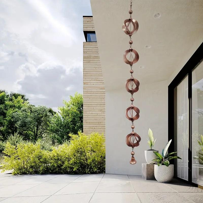 1pc Rain Chain Hanging, Wind Chime, Outdoor Garden Decor, Wall Mounted, Mushroom Design, Rotating Rain Chain, Room & Window Decoration