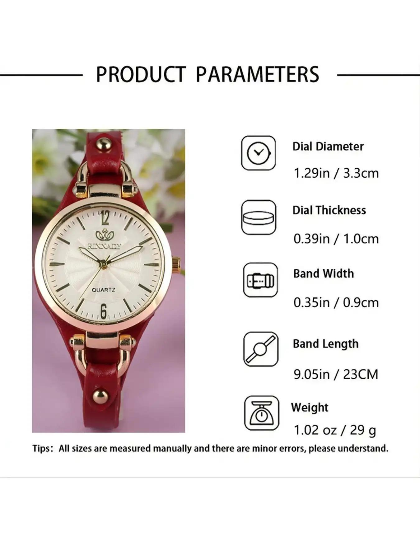 1-piece set of women's fashionable Pu leather strap quartz watch, casual simple round dial buckle watch