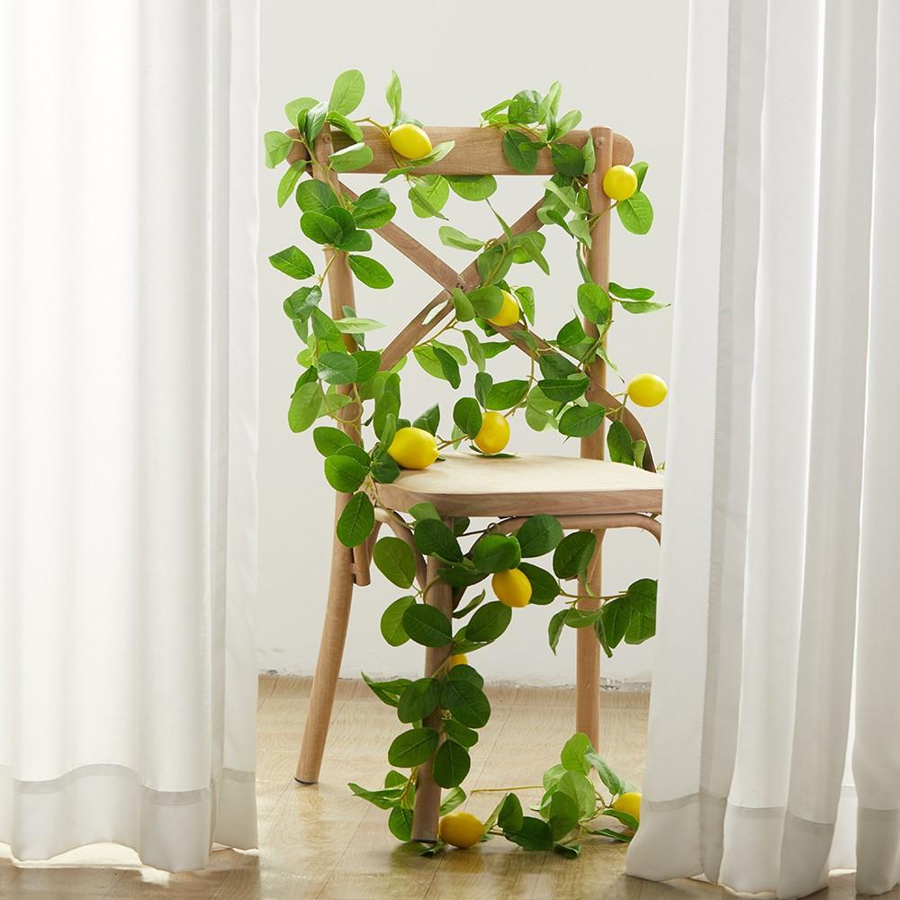 6FT Artificial Lemon Garland, Faux Lemon Vine Greenery Garland with Realistic Leaves & 3 Lemons,  Suitable for Kitchen, Wedding, Farmhouse Mantel, Party Background Decor, Maintenance-Free