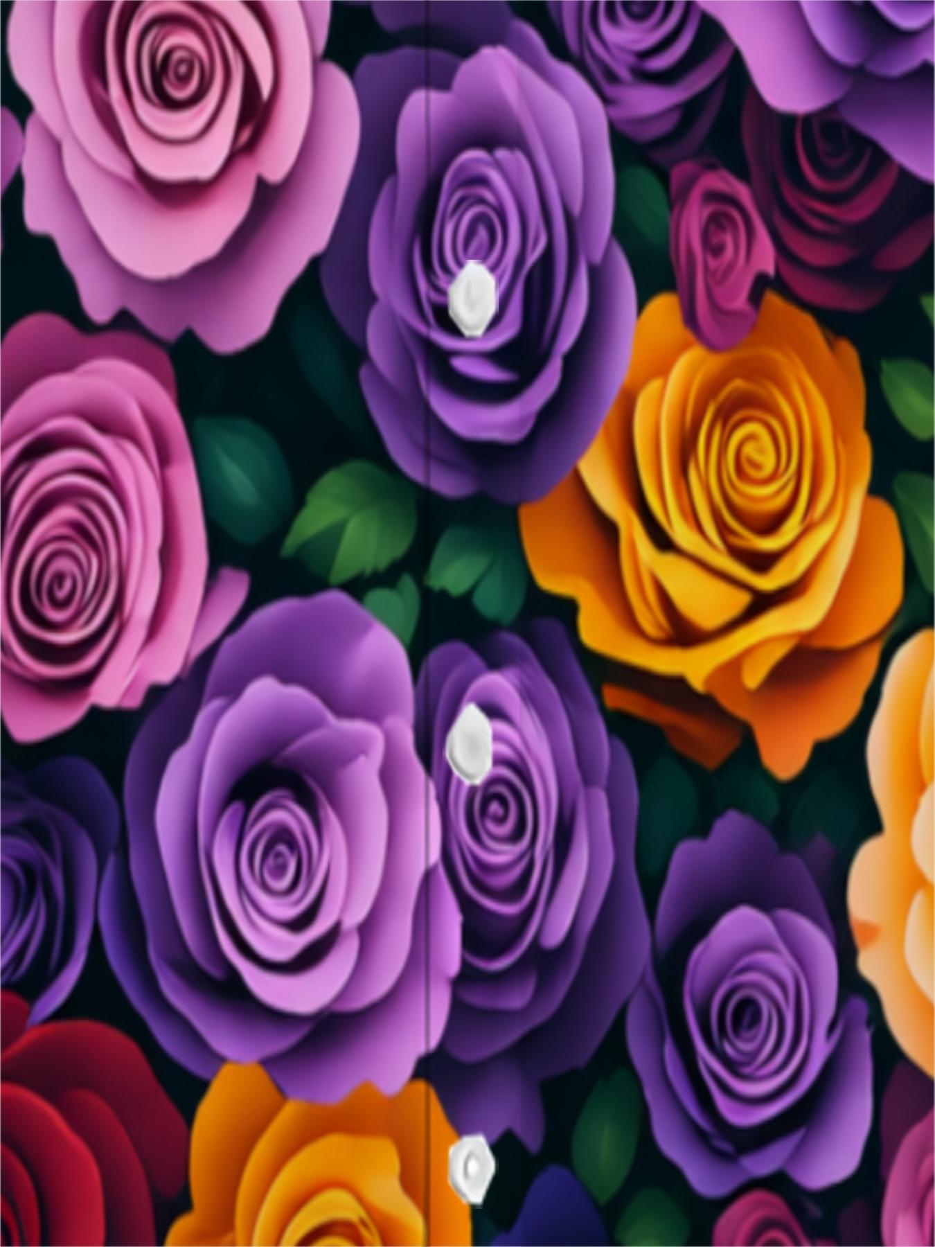 Colorful Rose Print Short Sleeve Shirt, Casual Unisex Style, Summer Fashion Top, Multi-color Floral Pattern