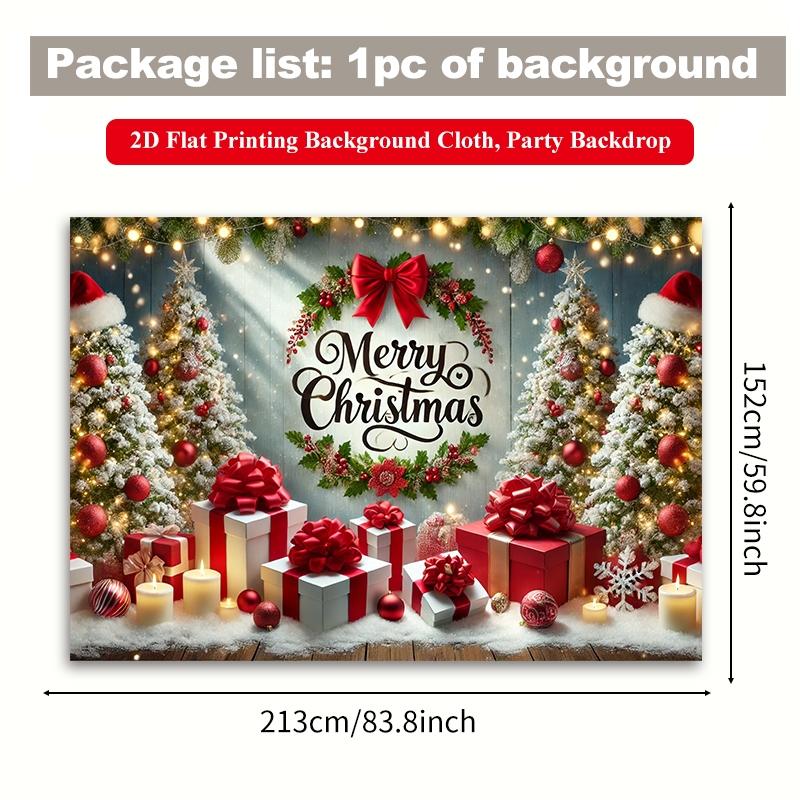2D Flat Printing Backdrop Banner 1pc, Party Decorations Banners, Merry Christmas Theme Scene Vibrant Polyester Background Cloth for Family Party, Wedding, Birthday, Christmas, Thanksgiving, Fall, Entryway, Room Decorations, Easy to Set Up, Reusable