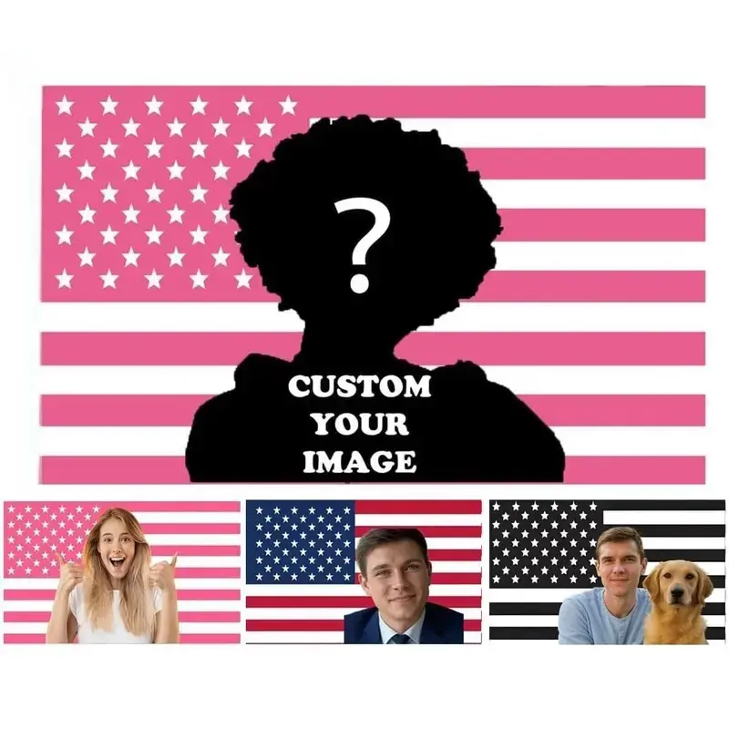 Eyesoul Custom Pink American Flag Personalized Wall Tapestry - Design Your Image, Boho Shabby Chic Decorative Home Bedroom Decor, Room Inspo Hanging Accessory, Gift for Fathers on Father's Day