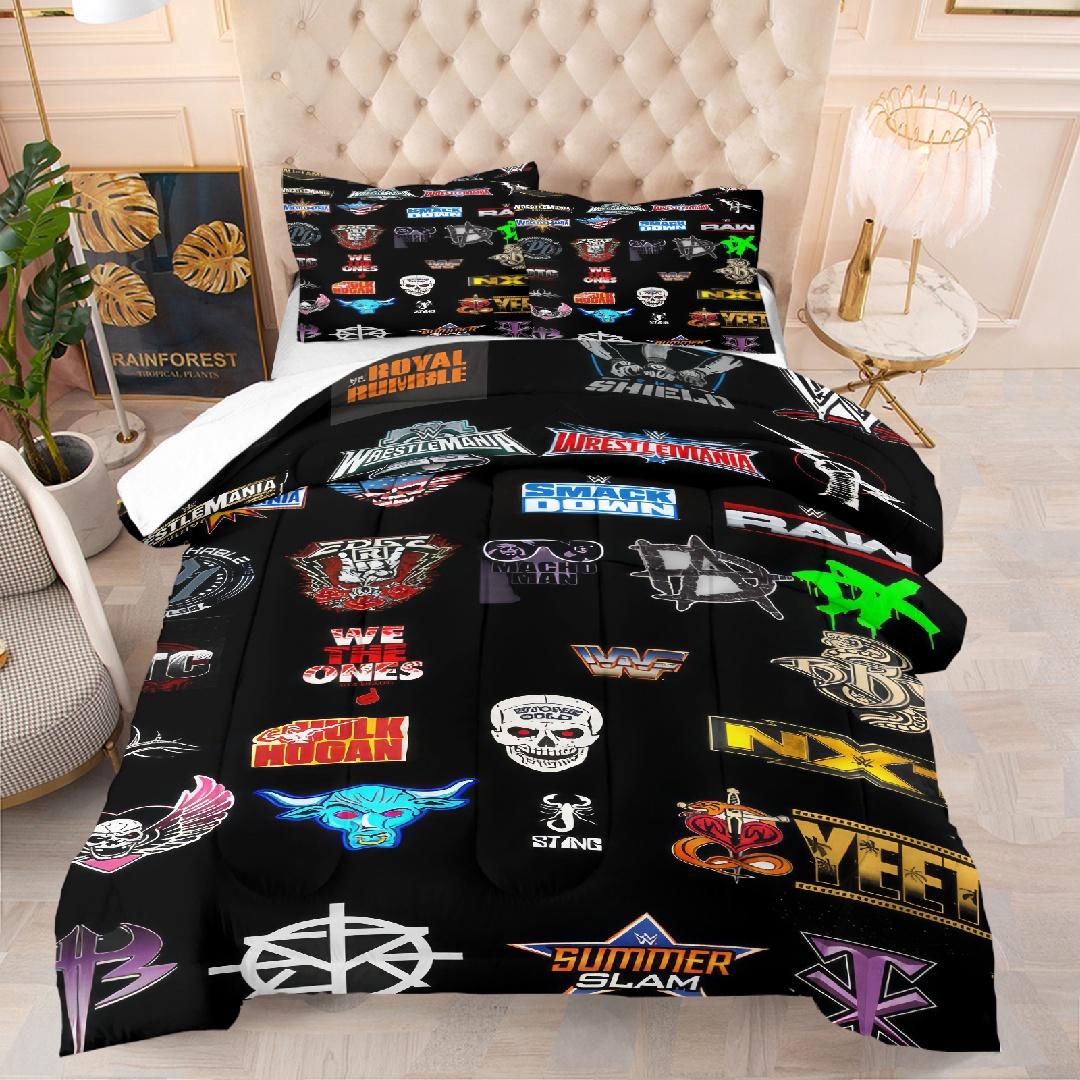 Superstar children's pattern quilt, includes 1 quilt and 1 or 2 coreless pillowcases, suitable for home or dormitory decoration use, perfect moving gift