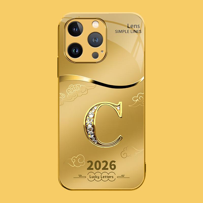 Suitable for [iPhone 13 Pro Max] high-end phone case🤩，choose from 26 letters of the English alphabet, each with an exquisite auspicious cloud pattern to bring you good luck YM99
