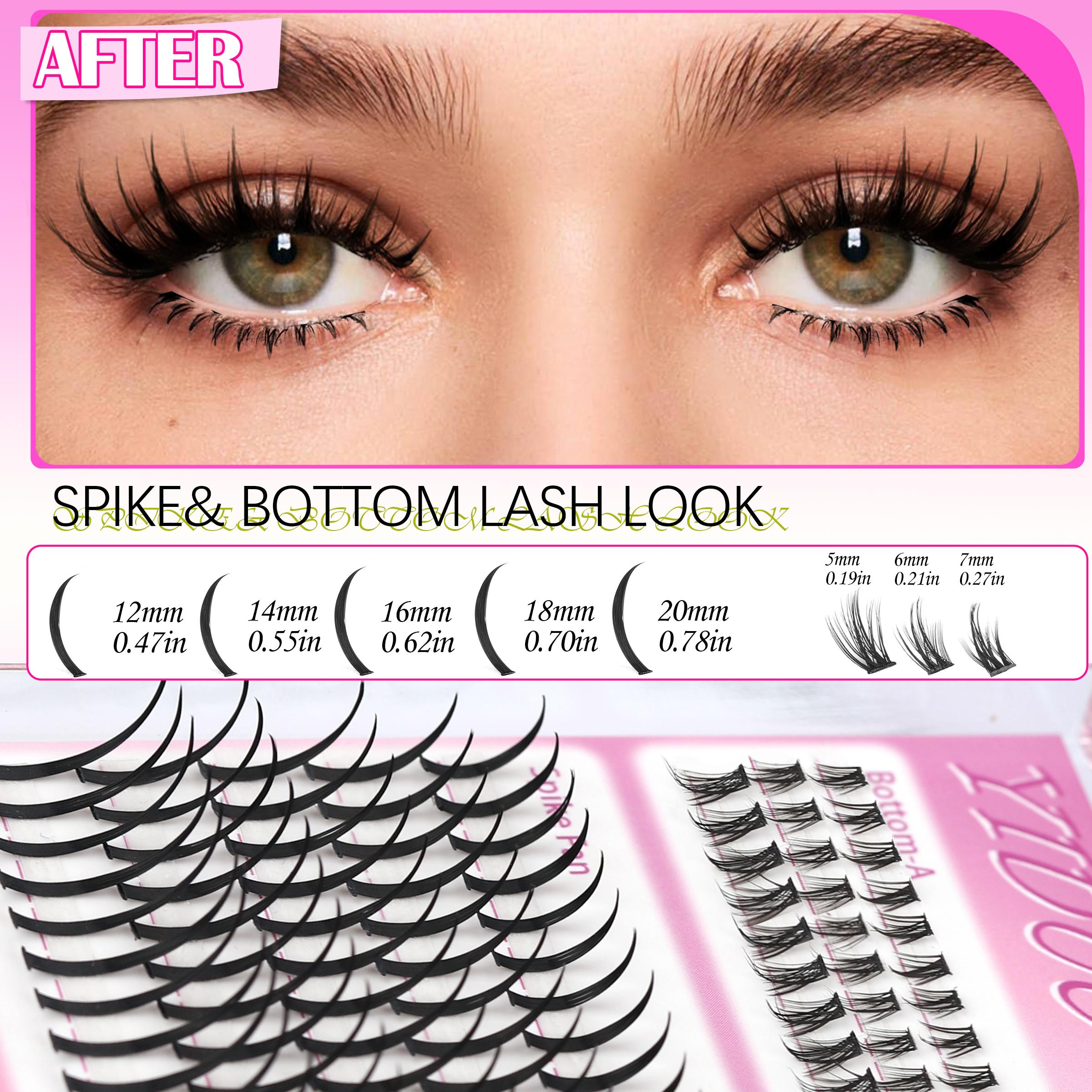 YIDUO 7 Styles Lash Clusters Kit Volume Eyelash Clusters Kit With Bottom eyelash&Spikes Lashes 1600 pcs DIY Individual Lashes Eyelash Extensions 5-20mm 40D&60D&80D&100D&Volume Lash with Lash Bond and Seal, Lash Remover