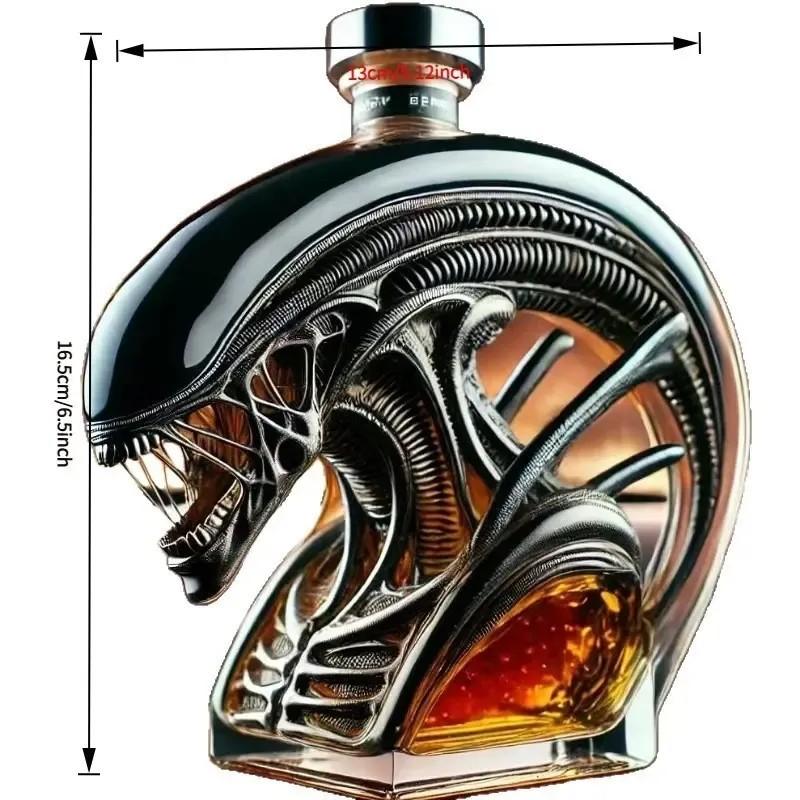 Novelty Alien Xenomorph Whiskey Decanter, Sci-Fi Themed Liquor Storage Bottle, Premium Barware Gift, Horror Movie Enthusiast, Man Cave Decor