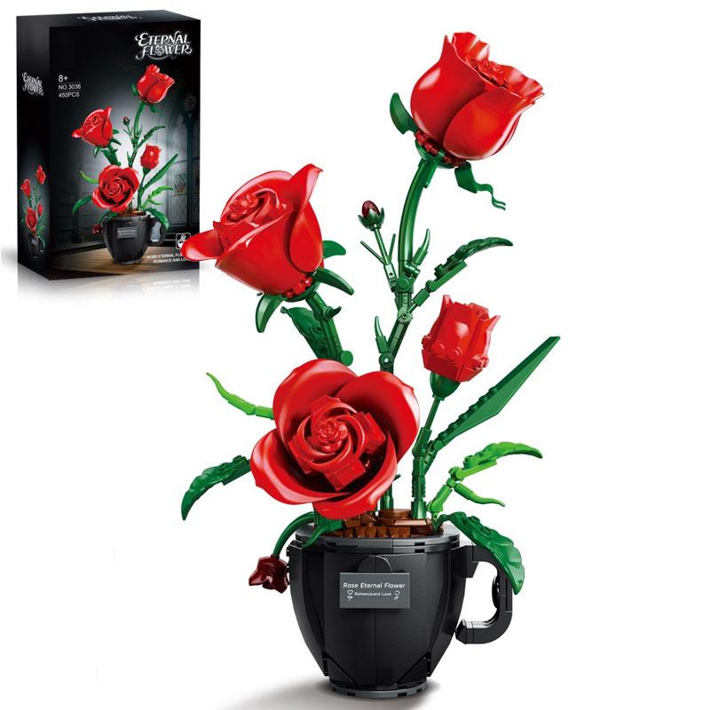 450-piece Coffee Cup Rose Building Block Set, Flower Bricks, Flower Building Blocks, Exquisite Rose Flower Pot, Creative Coffee Cup Design, Ideal Gift for Christmas, Halloween, and Valentine's Day, Perfect for Home Decor and Floral Arrangements