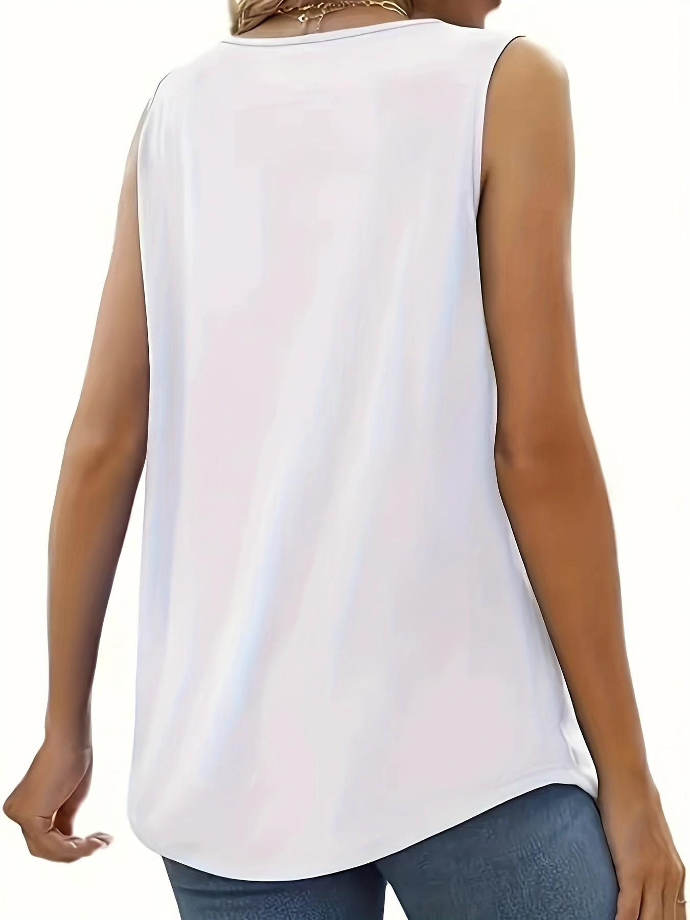 Spring Summer Solid Color Sleeveless Lace Trim Casual Vacation Top, Versatile Fashionable Women's Clothing, Comfortable and Stylish