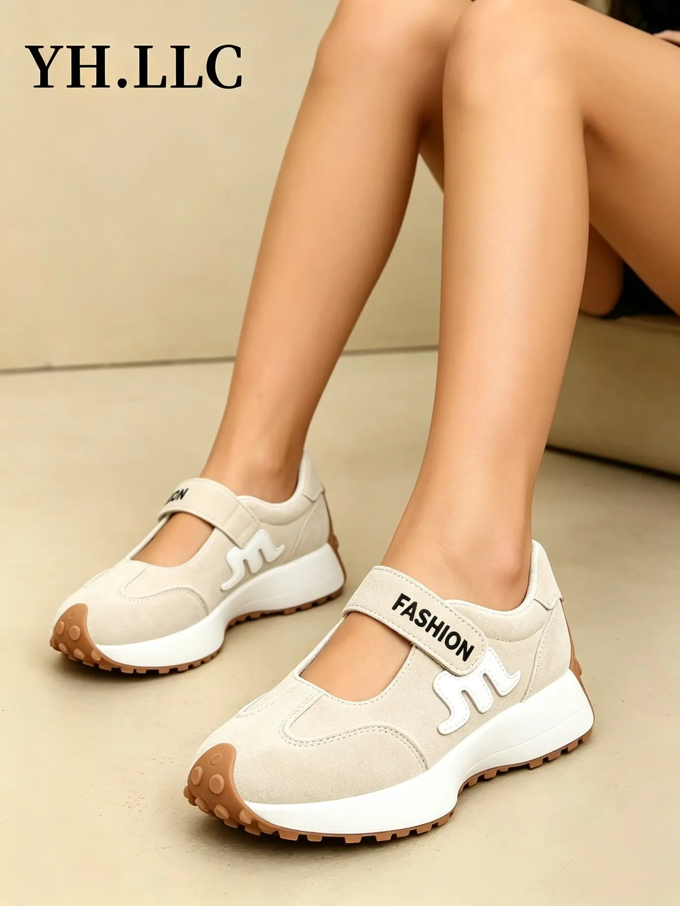 Women's Casual Sport Shoes, Elegant Fashion Low Top Sneakers, Round Toe Lace-Up Thick Sole, All-Season Outdoor Athletic Footwear