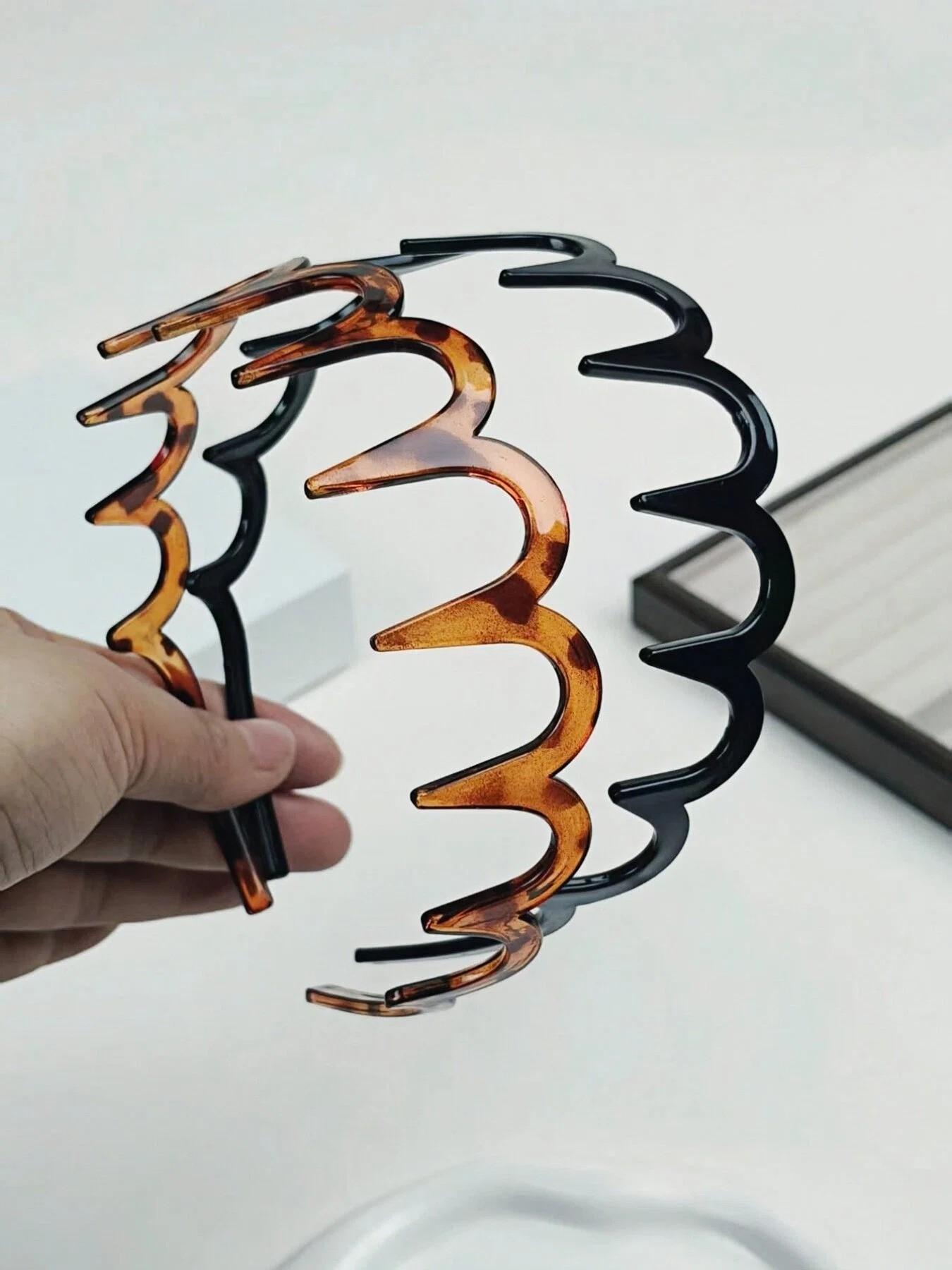 4pcs/2pcs Wavy Serrated Headbands, Wide Leopard Print Minimalist Non-Slip Headbands, Unisex, Hair Care Accessories, Headbands, Zigzag Headbands, Hair Accessories Hairband