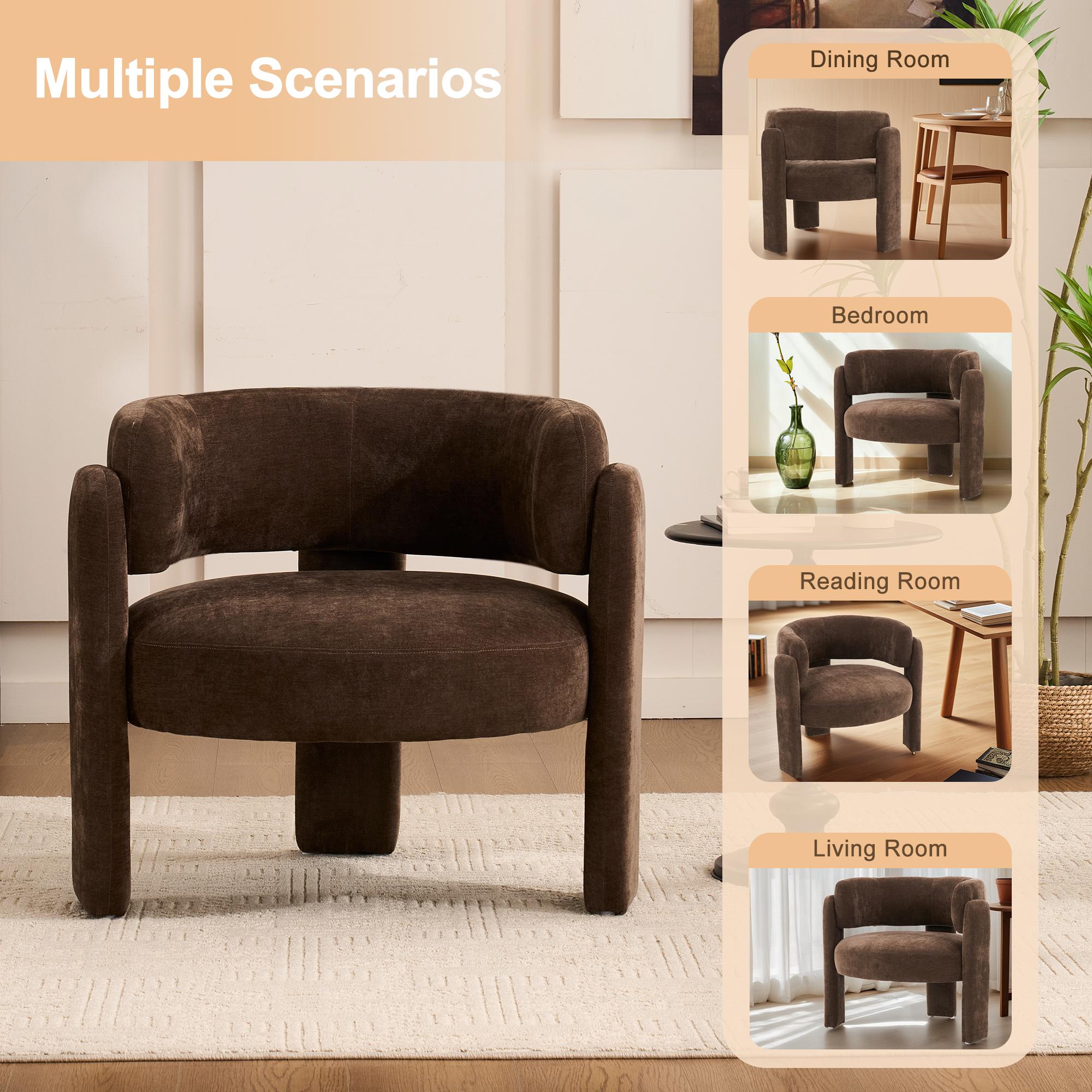 RIMIKING,Premium Barrel Accent Chair with Ergonomic Armrests, Plush Foam Padding, Sturdy Construction, Wrapped Back Detail, Easy-Unpack Design