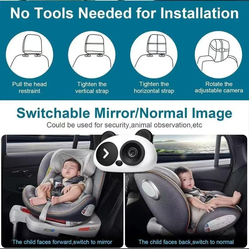 1080P Wireless Baby Car Camera, 150° Wide Angle In-Car Monitor, Compatible with Car Display Screens, Split-Screen Display, Easy Installation, Baby and Pet Monitoring