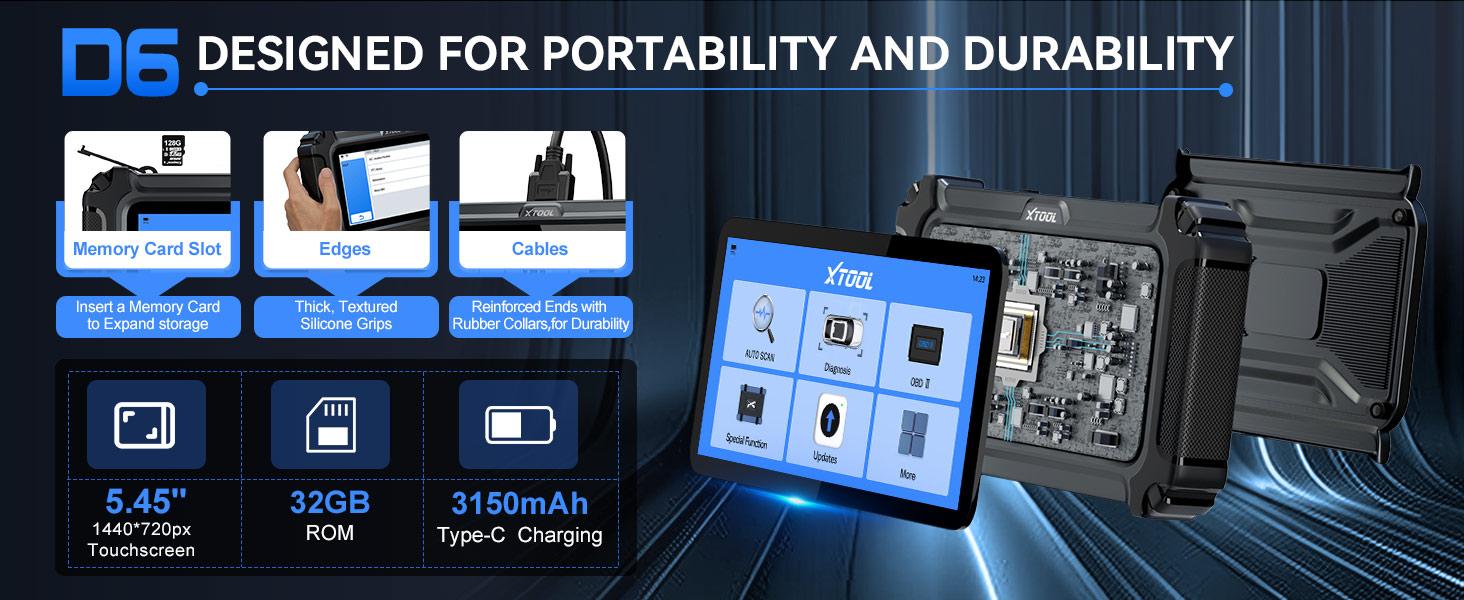 XTOOL D6 OBD2 Scanner Car Diagnostic Scan Tool for All System with Lifetime Free Updates, 15 Resets, Throttle Body Relearn, ABS Bleed, FCA AutoAuth & CAN FD Vehicle Automotive