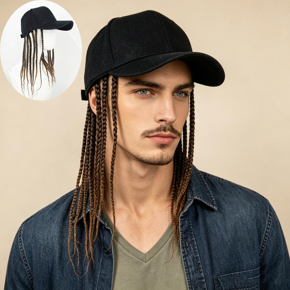 Men's Hip Hop Braided Dreadlock Wig Baseball Cap - Adjustable Synthetic Hair Hat