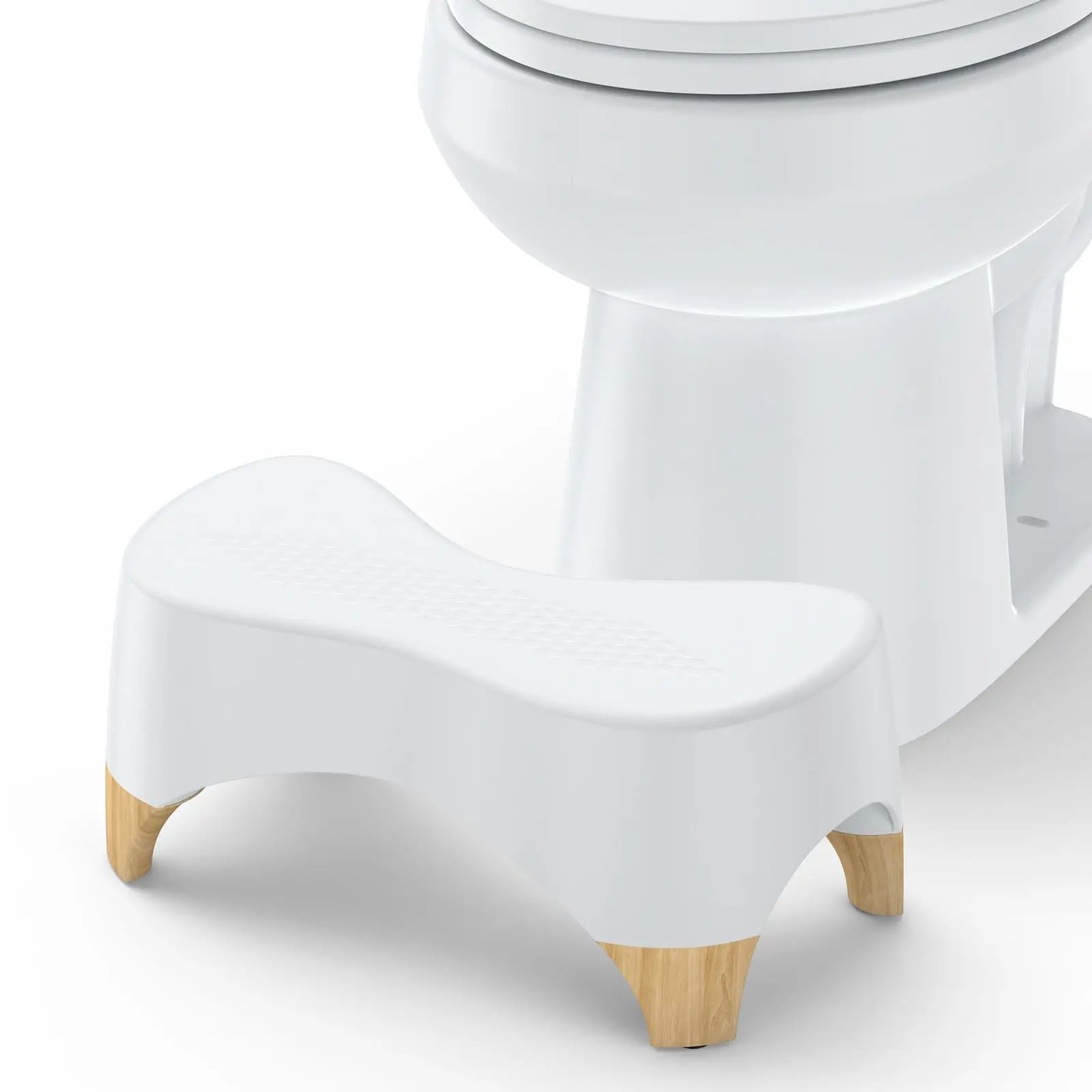 GARVEE 7-in Bamboo Toilet Stool with Non-Slip Mat - Indoor Use Bathroom Potty Step Stool for Adults, Seniors, Squatting Comfort & Health