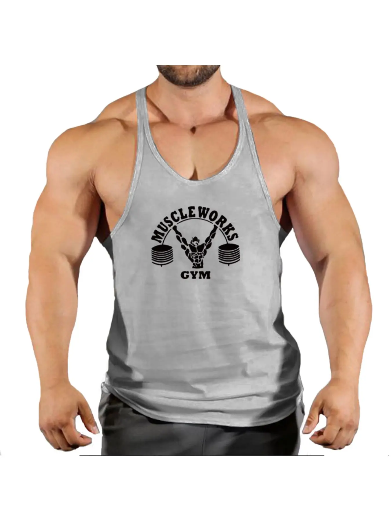 Dumbbell Gym Logo Men Stringer Tank Top Bodybuilding Weight Lifting Workout Fitness Sleeveless Shirt Graphic Tank Tops