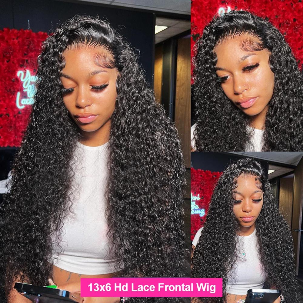 Bling Hair Water Wave Frontal Wig Transparent 13x4 13x6 Deep Wave HD Lace Frontal Human Hair Wigs Curly Human Hair Lace Frontal Wigs For Women