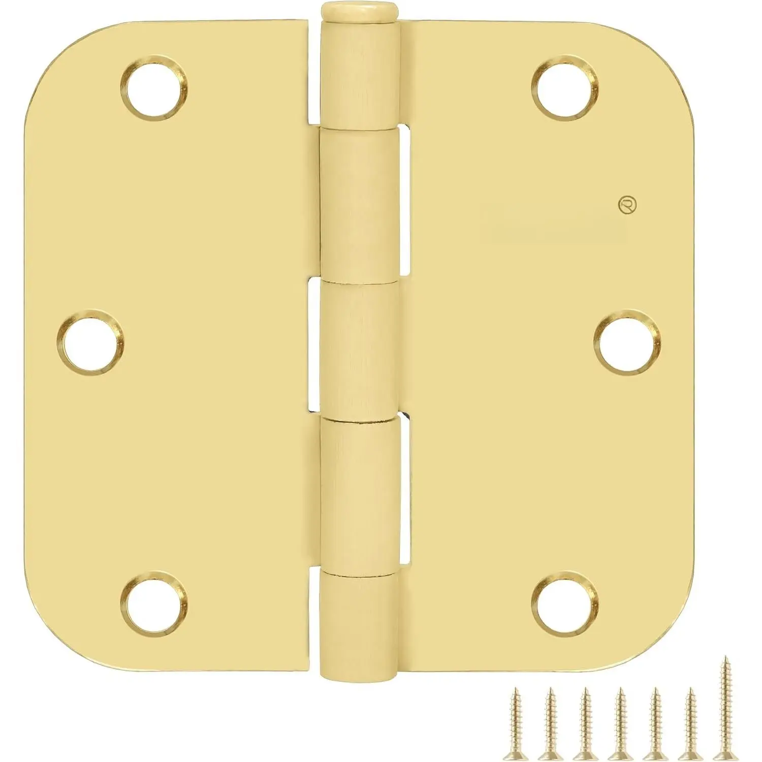 9-Pack Polished Metal Hardware Screw-In Rounded Arch Hinges, 3.5in Standard Residential Interior, 5/8in Radius, Sturdy for 3.5in Doors, Prop 65 Safe, Multiple Packs Available, Metal Hardware Hinges