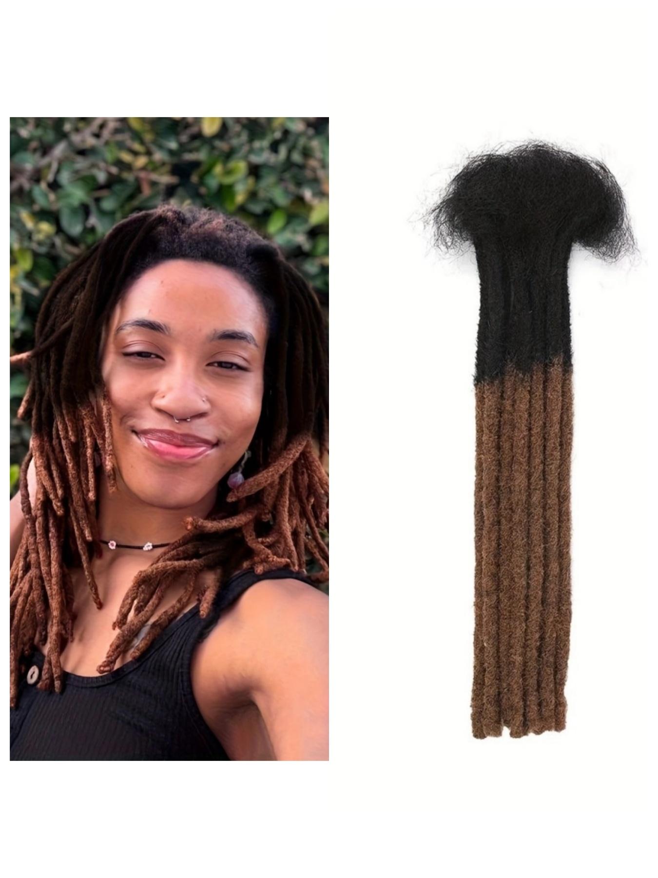 Handmade Human Hair Dreadlocks,0.6cm Dreadlock Extension 100% Full Handmade Permanent Dreadlock Extension for Women/Men/Kids Can Be Dyed Bleached  (0.6cm #1B/27, #1B/30#, 1B/99J#,27#, 30#, #99j, 4-16 inch 10-60 Strands)