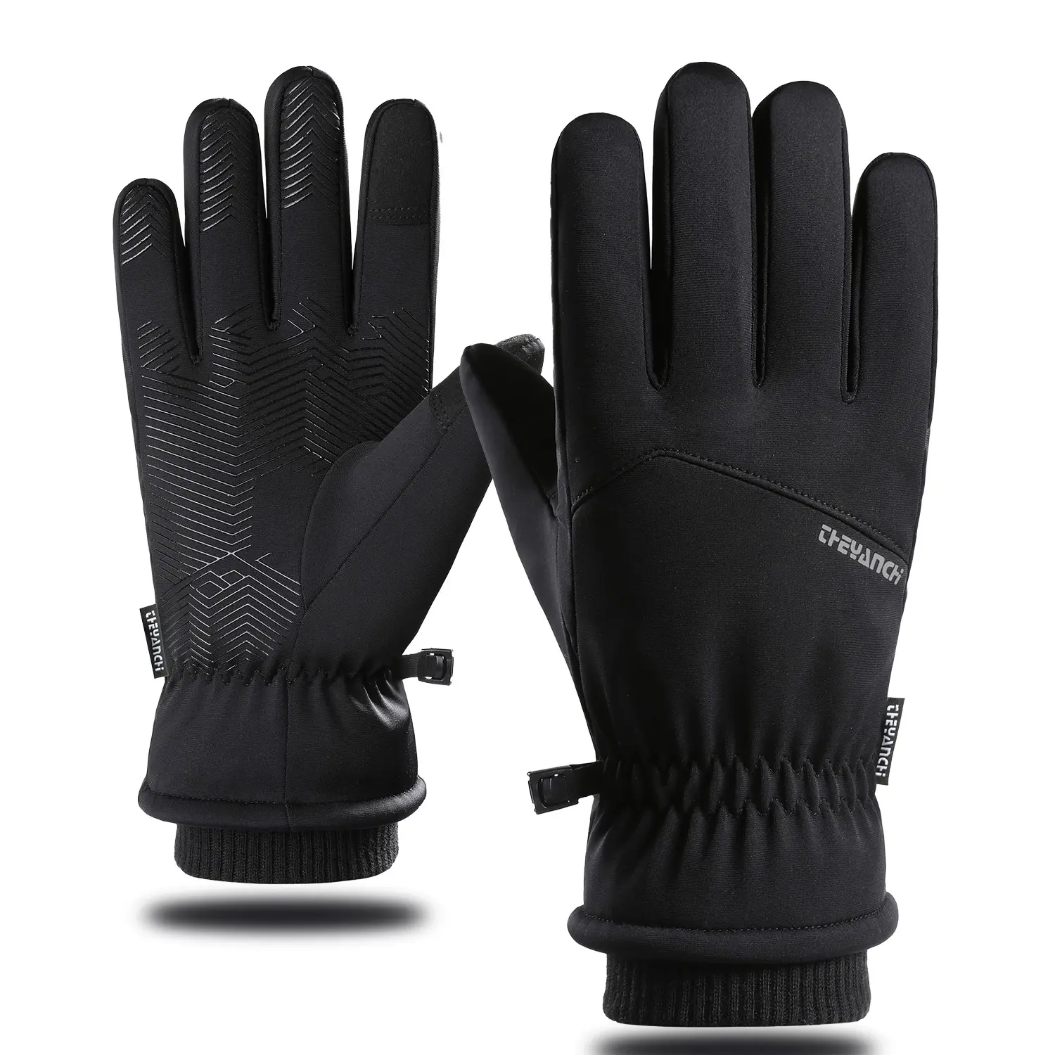 Thick Fleece Lined Cold Weather Skiing Gloves, Water Resistant Touch Screen Thermal Sports Gloves, Anti-Lost Buckle Winter Driving Hiking Gloves