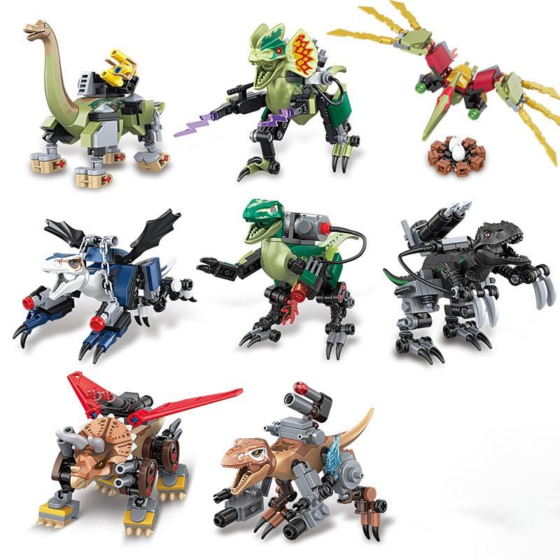 TOOUEE 1 PC Random Mechanical Dinosaur Building Blocks Set, Plastic Constructible Model Kit for Dino Fans & Collectors, Desktop Display Decor, Compatible with Most Major Brands, Great Gift for Birthday Christmas Halloween