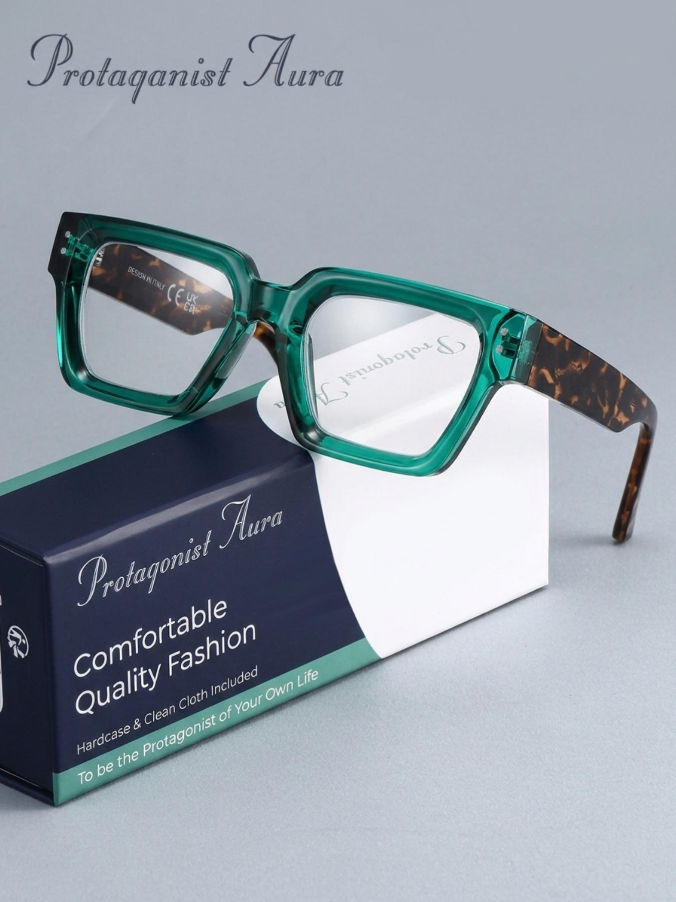 Protagonist Aura Anti Blue Light Glasses Tortoise Shell Square Style, Reduce Digital Eye Strain, Perfect for Work, Study And Gaming
