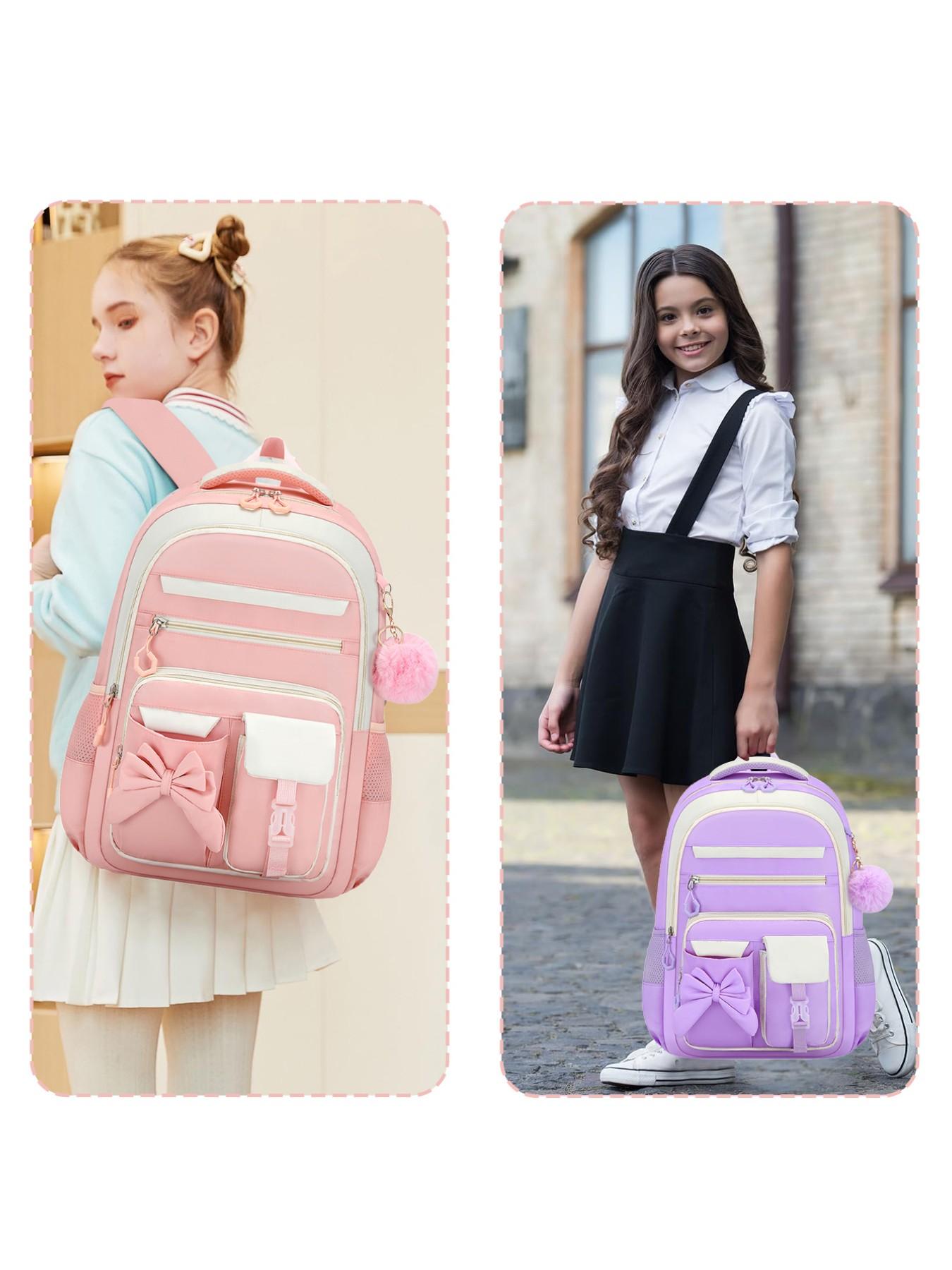 Butterfly Knot Women's Casual Backpack, Lightweight Large Capacity School Bag, Ideal for Back-To-School, Travel, and Daily Use