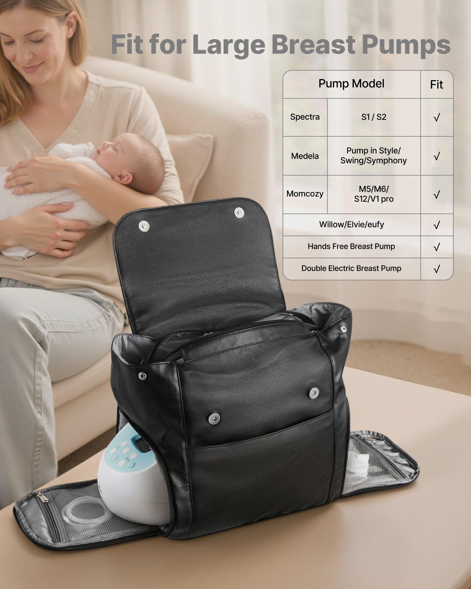 fathersdaygift  VEVOR Breast Pump Backpack, Breast Feeding Bag with Ice Pack, Fits for S1/S2, Pumping Accessories Breastmilk Storage, Portable Pump Carrying Case for Work, Travel and Family Use, Black