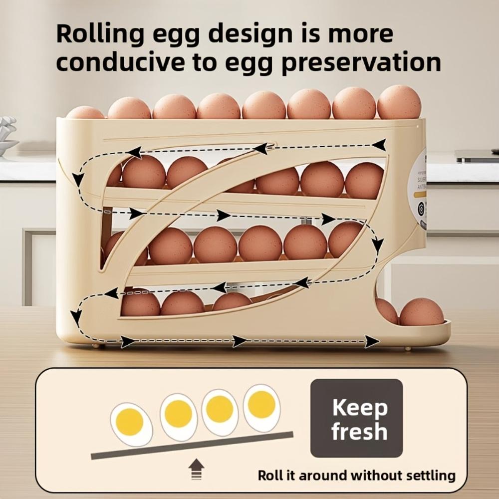 Egg Storage Container, Space-Saving Side-Door Design, Durable Plastic, Large Capacity, Smooth Surface & Easy Grip Handle - Ideal for Kitchen & Fridge Organization, Fridge Organizers, Fridge Egg Holder, Egg Storage Organizer, Refrigerator Accessories