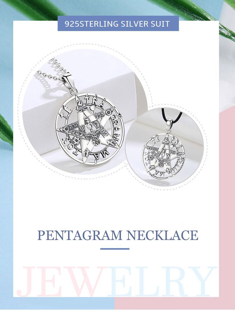 Vintage 925 Sterling Silver Tetragrammaton Necklace, Spiritual Pentagram Pendant with Hebrew Script, Amuleto de Proteccion, YHWH Jewelry Gift