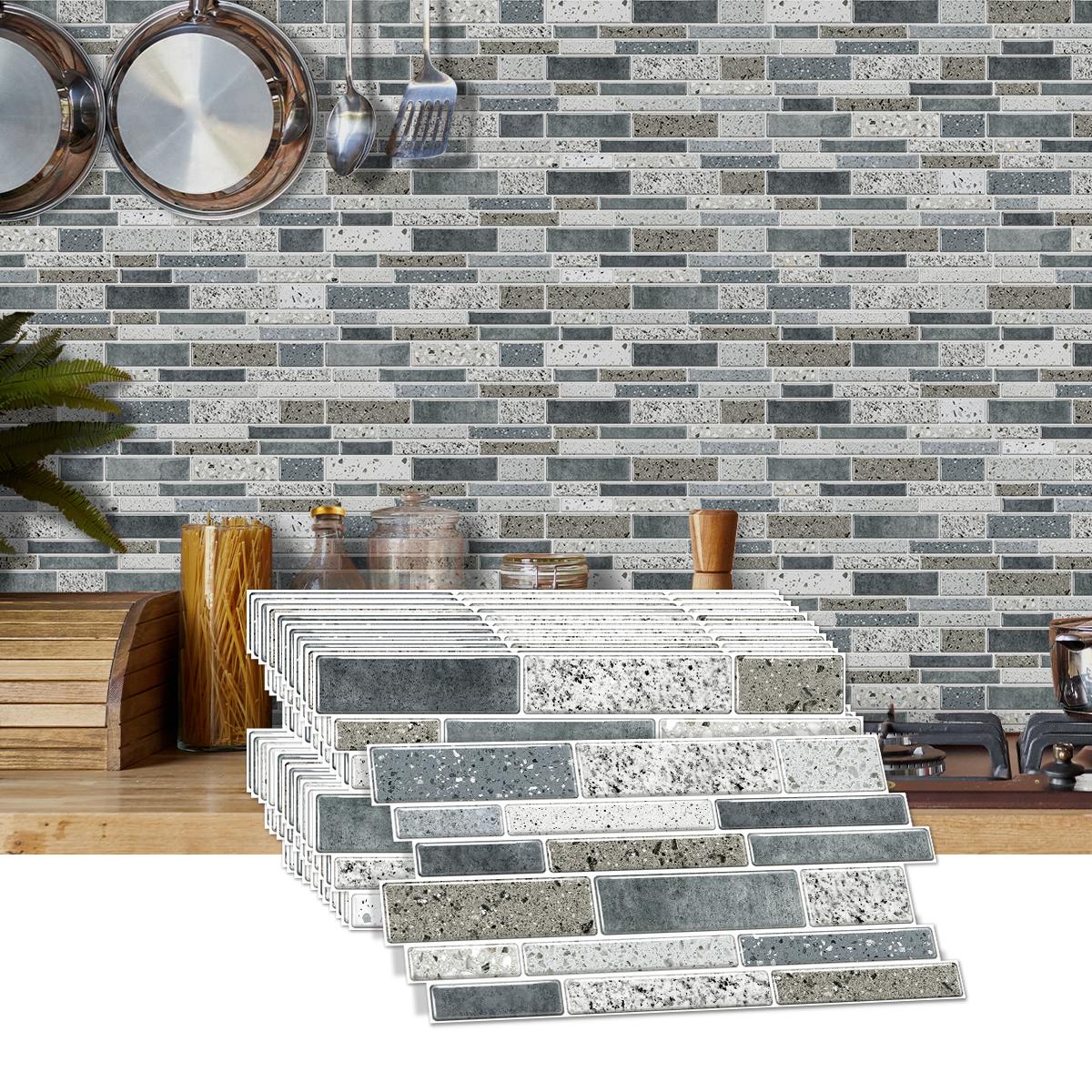 Simulation Marble Splicing Models Tile Wall Stickers, Self-Adhesive Waterproof Wallpaper, Bathroom & Kitchen Wall Decoration