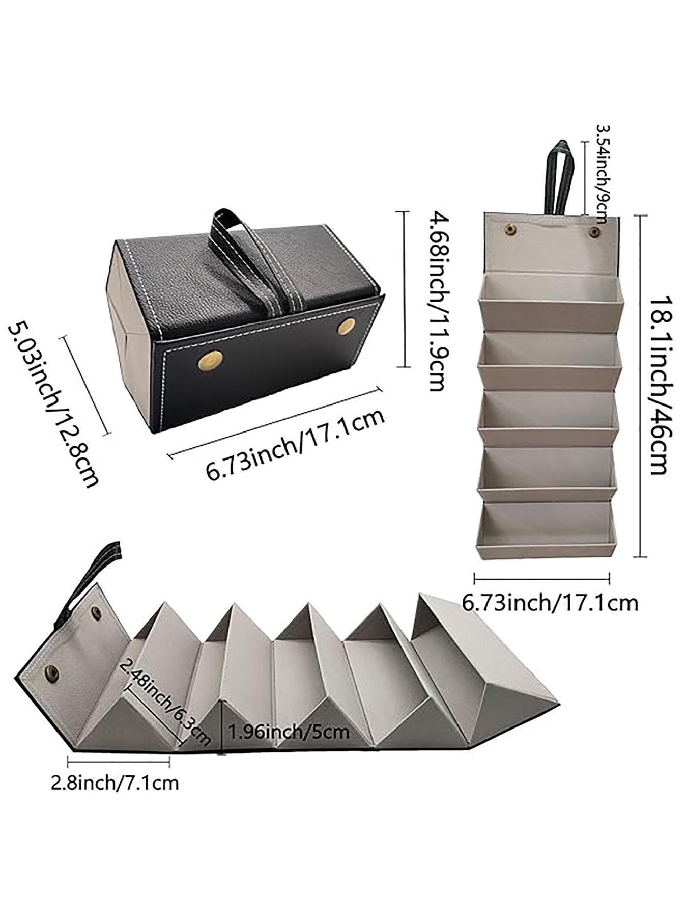 Simple Leather Multi-Compartment Eyeglass Case, Nearsighted Glasses Sunglasses Storage Box, Foldable Eyewear Organizer Holder