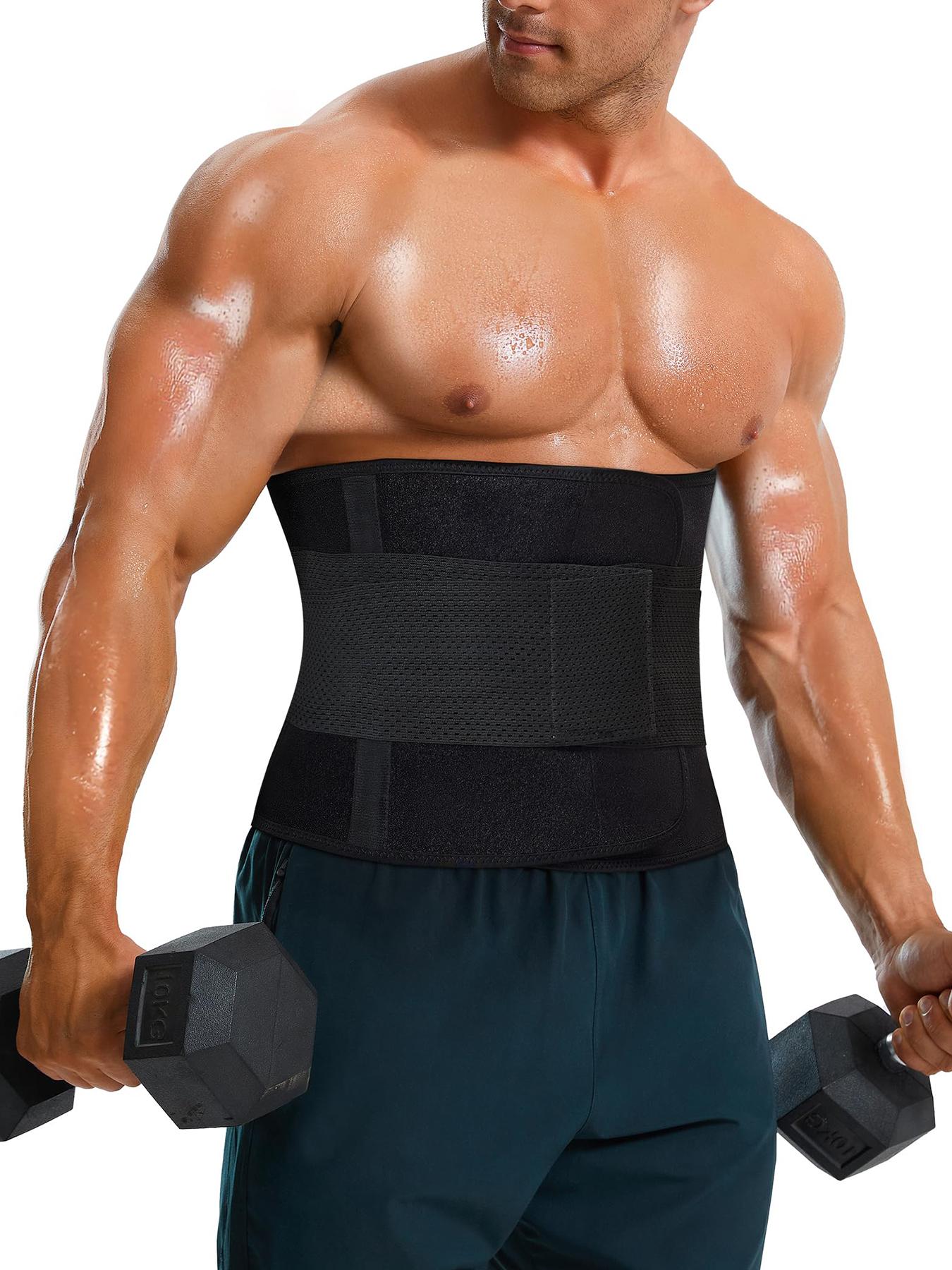 1 piece men's sauna body shaping and abdominal belt, Adjustable Waist Trainer, opening and closing design, multiple compression, 7 waist bones to prevent curling and protect the spine