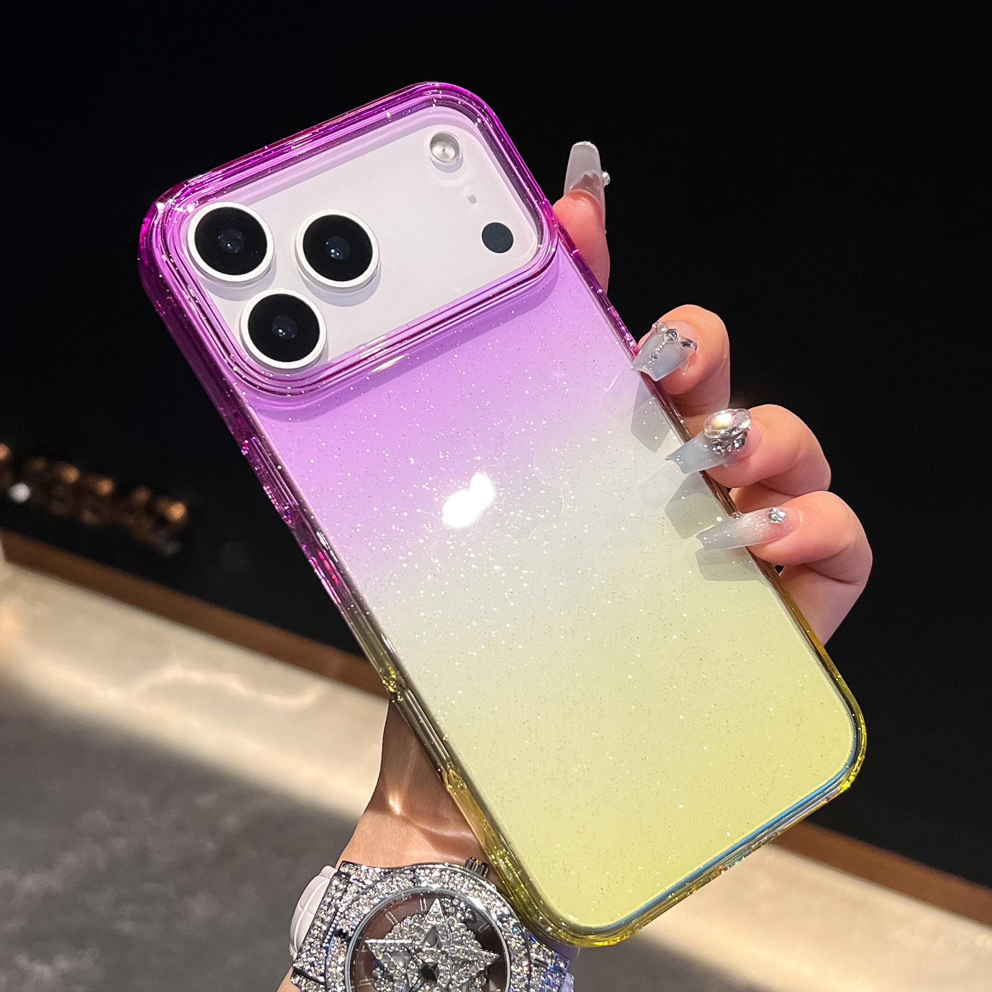 The refreshing "ins flash powder gradient" design is suitable for the 17promax ultra-thin hard-shell iPhone 16 phone case / iPhone 15 Pro Max / iPhone 14 / iPhone 13 phone protection cover with a dual-color splicing minimalist style.