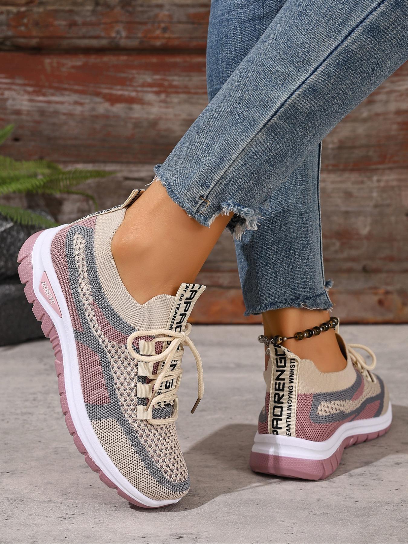 Women's Casual Sports Shoes, Large Size New Lightweight Soft Sole, Outdoor Comfort Anti-Slip Walking Shoes, Daily Lace-Up Low Top Running Shoes